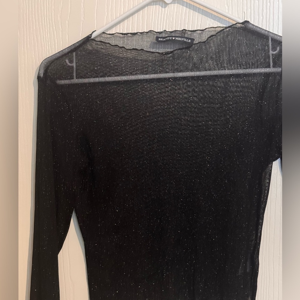 Brandy Melville Glittery Black Mesh Top
